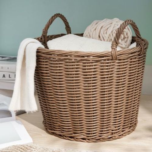 Solhome Resin Woven Wicker Basket with Handles