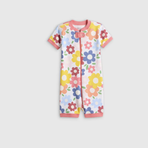 100% Organic Cotton Shortie Onesie Pajama in Pop Floral