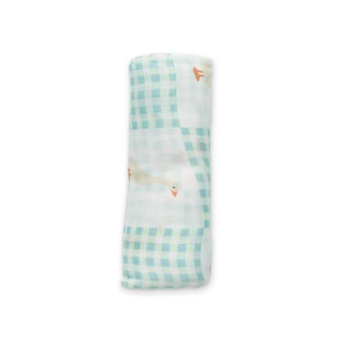 Cute Goose Gingham Bamboo Muslin Blanket – Soft & Breathable Newborn Blanket by Ellie Sue