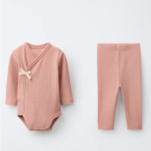 POINTELLE WRAP BODYSUIT AND LEGGINGS SET - Brick | ZARA United States