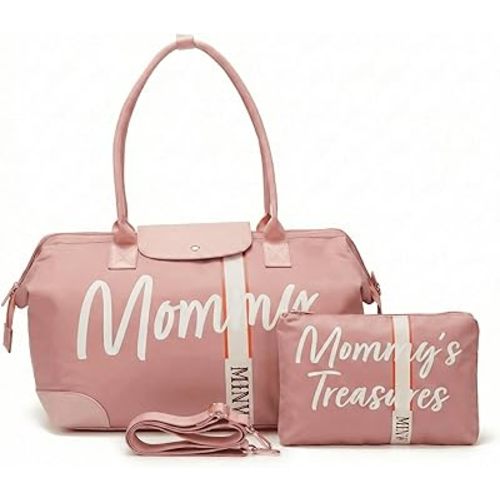 Mommy Bag Bundle for Hospital - Large Capacity Waterproof Diaper Bag with Mommy's Treasures Pouch & Strap - Travel Duffle bag for Labor, Delivery & Newborn Essentials (Pink)