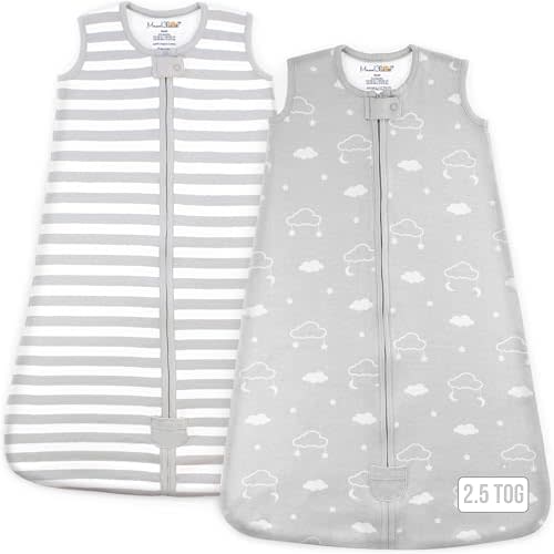 Mama Cheetah Baby Sleep Sack 2.5 TOG, Organic Cotton Baby Wearable Blanket with Two-Way Zipper, Swaddle Transition Baby Sleeping Bag for Newborn Infant Toddler Boy Girl, 0-6 Months, 2-Pack