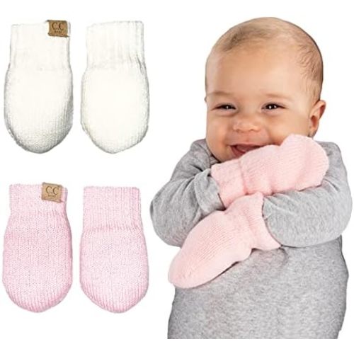 Funky Junque Baby Boy Mittens Newborn, Fleece Lined No Thumb Soft Double Layer Knit Gloves, Infant Mittens 0-9 Months