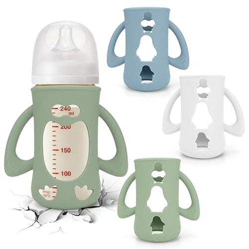3 Pack Silicone Sleeves for Pigeon 8oz Glass Baby Bottle
