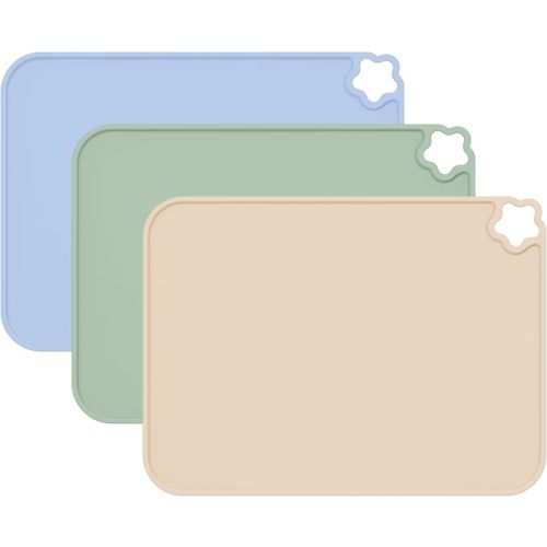 Silicone Placemat for Kid Stain-Proof Non-Slip Toddle, Reusable Portable,Heat Resistant for Toddlers placemat 3 Pack