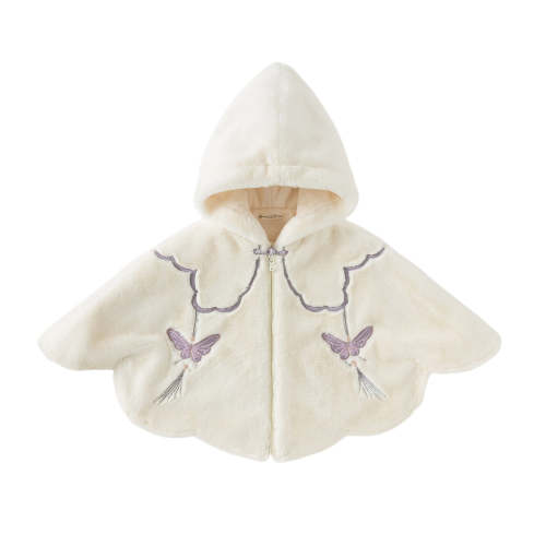 Dave&Bella Toddler Girls Cute Beige Plush-lined Hooded Capes – Dave & Bella