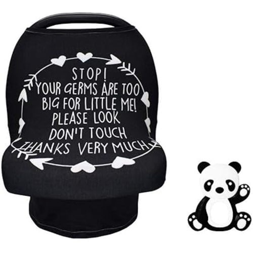 Muslin Car Seat Cover for Babies, Elstey Infant Carseat Canopy with Breathable Peep Window, Kick-Proof Baby Car Seat Covers for Boys Girls, Lightweight Newborn Carrier Cover Fit Summer