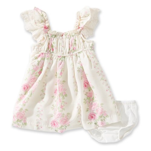 Bonnie Jean Baby Girls Flutter Sleeve Wallpaper Printed Empire Waist Dress