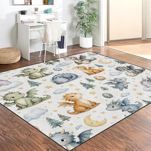 Area Rug 5'x7' Dragon Whimsical Fantasy for Living Room