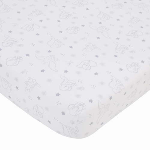 Disney Dumbo - Shine Bright Little Star Gray and White Fitted Crib Sheet
