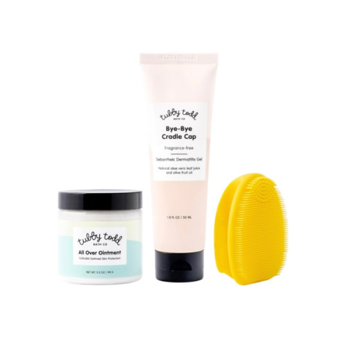 TUBBY TODD Cradle Cap Baby Hair Treatment Kit - Includes Bye-Bye Cradle Cap Gel, Cradle Cap Silicone Brush, & 3.5oz All Over Ointment - Gentle for Babies’ Sensitive Skin