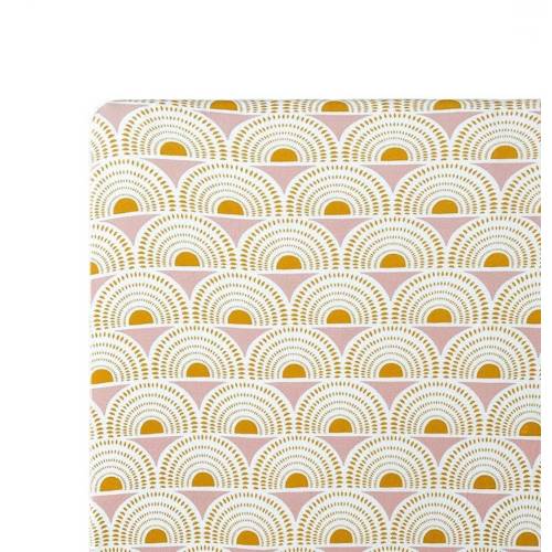 Vintage Sunshine Bamboo Premium Fitted Crib Sheet, Baby Girl crib sheet, rainbow crib sheet, sun crib sheet, pink & honey gold sunshine