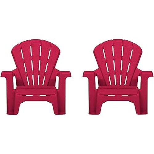 Little Tikes Kids Garden Chair 2 Pack in Red, Outdoor Toddler Activity Adirondack Chairs for Picnic, Garden, Patio, Backyard & Beach, Outdoor Chair Set