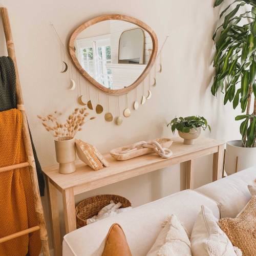 Large Moon Phase Garland: Hammered Boho Wall Hanging (55")