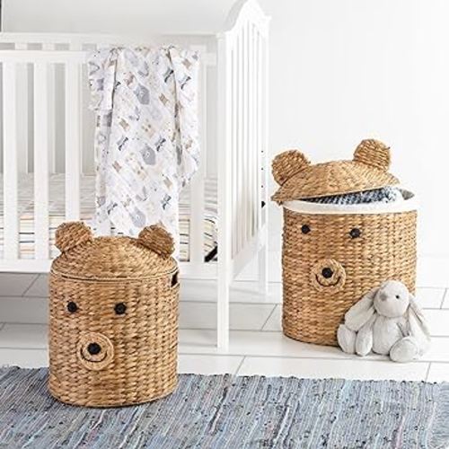 Honey-Can-Do Set of Two Bear Shaped Storage Baskets, Natural STO-09152 Natural Small