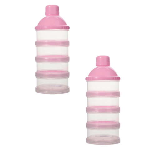 Formula Dispenser on The Go, 4 Compartments Stackable Formula Container for Travel, Baby Milk Powder Kids Snack Container, BPA Free for Workout, fitness, Travel,(Pink)