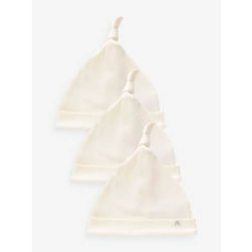 Buy Cream 100% Cotton Tie Top Baby Hats 3 Pack (0-12mths) from Next USA