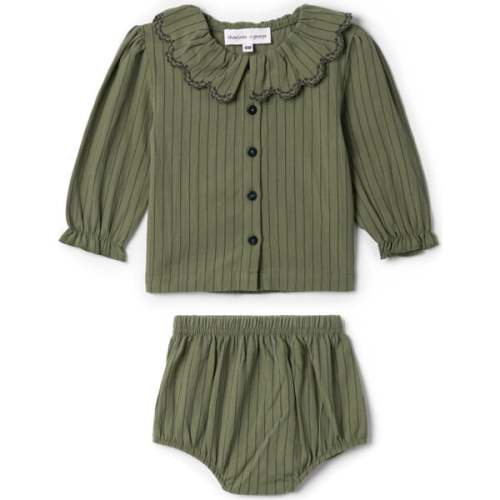 Woven Stripped Set Sage - Charlotte & George | Maisonette