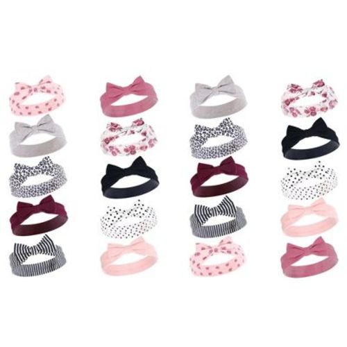 Hudson Baby Infant Girls Cotton and Synthetic Headbands Bundle Set, Rose, 0-24 Months
