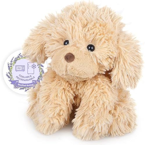 Warmable Golden Retriever Plush Toy, Microwavable Stuffed Animal Heating Pads for Period & Stress Relief, Lavender Dog Stuffed Animal for Anxiety, Bedtime, Puppy Plushie Gifts for Kid Women