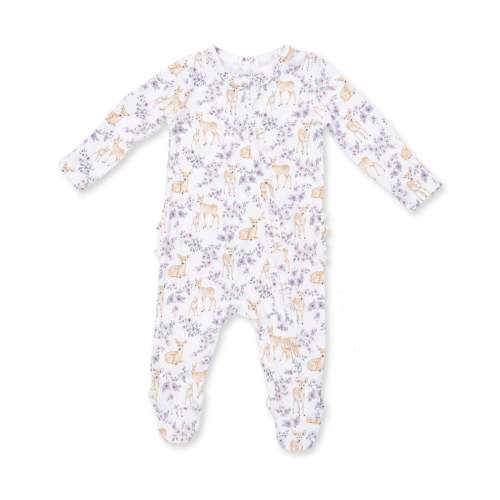 Floral Deer - 2 Way Ruffle Back Zipper Footie – Angel Dear