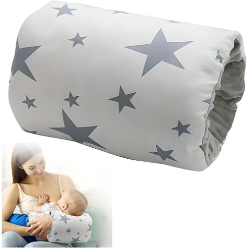 Cozy Cradle Pillow, Cozy Cradle Arm Pillow, Baby Nursing Pillow Head Support Pillow for Breastfeeding Bottle Feeding (Gray Pinstripes)