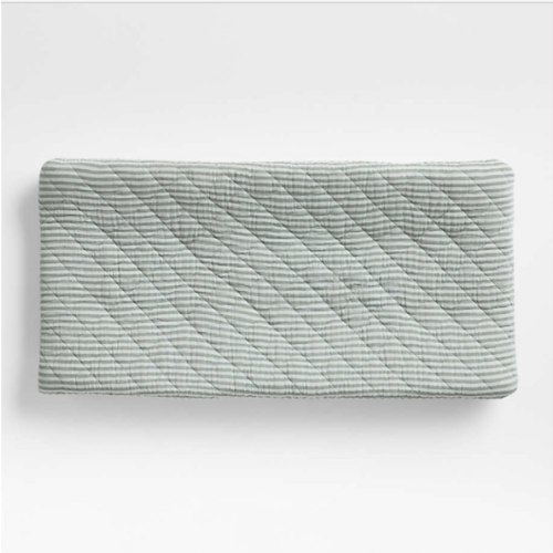 Supersoft Pine Green Striped Organic Cotton Gauze Baby Changing Pad Cover
