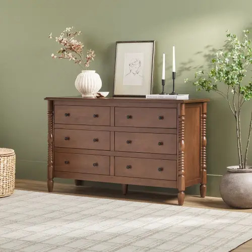 Vivienne 6-Drawer Easy Assembly Solid Wood Dresser | Walker Edison