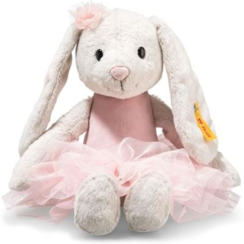 Steiff Hoppie Ballet Bunny Rabbit Plush Stuffed Animal Toy Friend, Pink, 12"