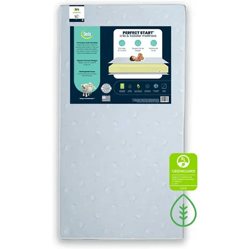 Serta Perfect Start Dual Sided Baby Crib Mattress & Toddler Mattress - Waterproof - 6" Premium Sustainably Sourced Fiber Core - GREENGUARD Gold Certified – 7 Year Warranty - Made in USA