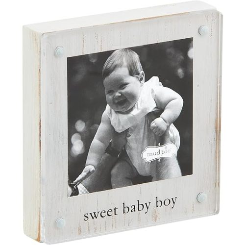 Mud Pie Small Boy Wood Acrylic Frame; 4 1/2" x 4 1/4"