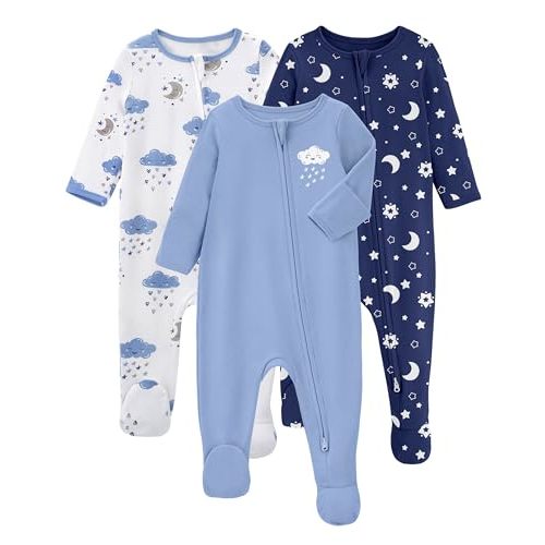 Yoofoss Baby Pajamas 100% Organic Cotton Baby Sleepers for Newborn 0-3 3-6 6-9 Months Boys Girl Clothes 3pcs Footed PJs