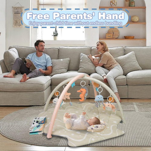 UNBRANDED Baby Play Gym Mat, Oversize Baby Tummy Time Play Mat With 6 Detachable Toys For Sensory Exploration Motor Skill Development, Newborn Essentials Shower Gift Activity Mats For Babies | Wayfair