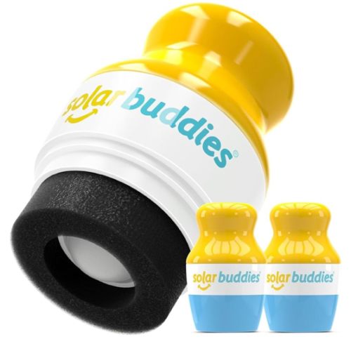 Solar Buddies Sunscreen Applicator - Blue Pack of 2 - BPA-Free Refillable Roll on Sponge Sunscreen, Suncream & Lotion Applicator For Kids, Adults & Families - Holds 3.4fl oz, Perfect Size for Travel