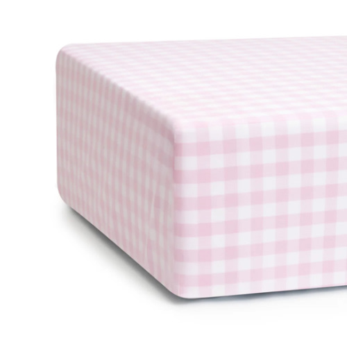 Luxe Premium Percale Crib Sheet in Pink Gingham