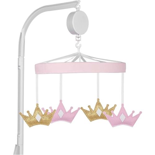 Sammy & Lou Tiara Princess Baby Crib Mobile with Music, Crib Mobile Arm Fits Standard Crib Rail