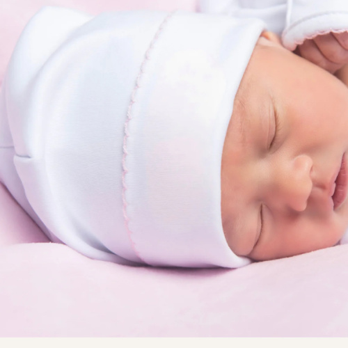 Magnolia Baby White Hat with Pink Trim