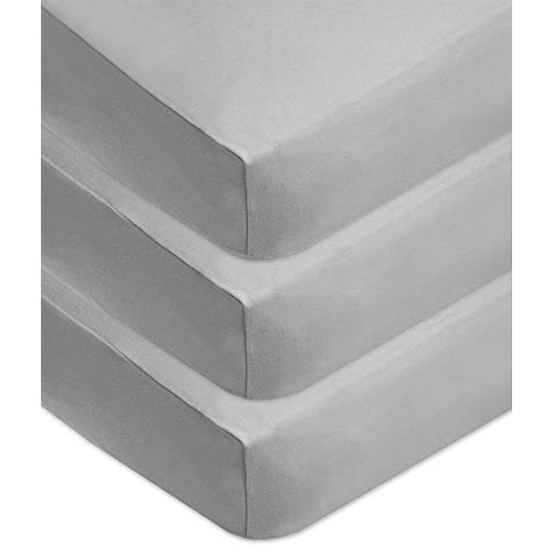 American Baby Company 3 Pack 100% Natural Cotton Fitted Crib Sheets 52" x 28" - Soft, Breathable, Hypoallergenic & Gentle Toddler Bed Sheets, Grey, Neutral for Boys & Girls
