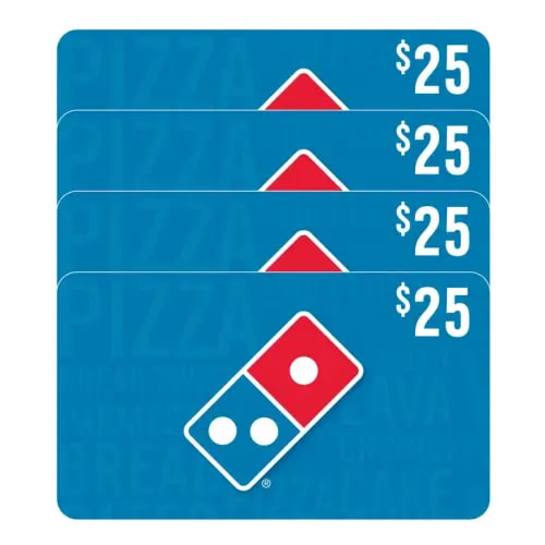 Domino's Four Restaurant $25 eGift Cards ($100 Value) | Costco