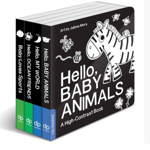 High Contrast Baby Book Set: 4 Board Books for Newborns