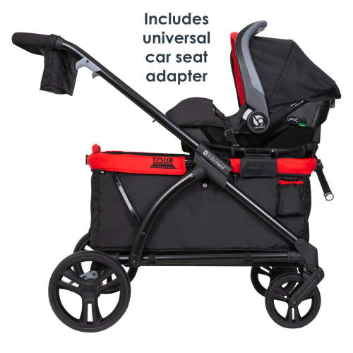 Baby Trend Tour 2-in-1 Stroller Wagon with Seats & Canopy, Perfect for Travel - Mars Red