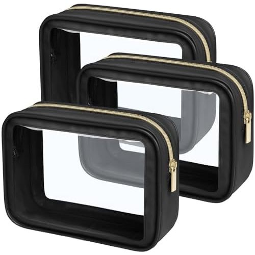 PACKISM TSA Approved Toiletry Bag - Upgrade Color-Edged Clear Makeup Bags, Clear Toiletry Bags For Traveling Fits Various Storage Needs