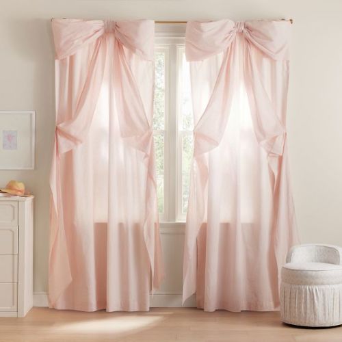 LoveShackFancy Bow Curtain, Blush Pink | Pottery Barn Teen