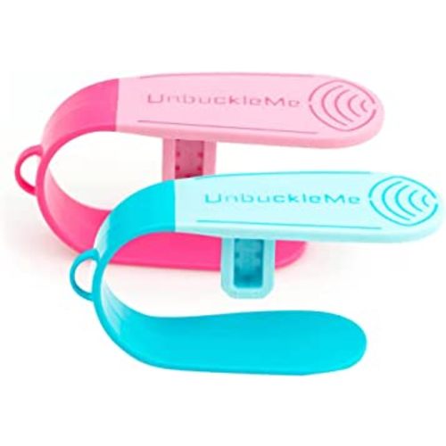 UnbuckleMe Car Seat Buckle Release Tool (As Seen on Shark Tank) - Easy Opener Aid for Arthritis, Long Nails, Older Kids - Button pusher for infant, toddler, convertible car seats (2 Pack, Blue & Pink)