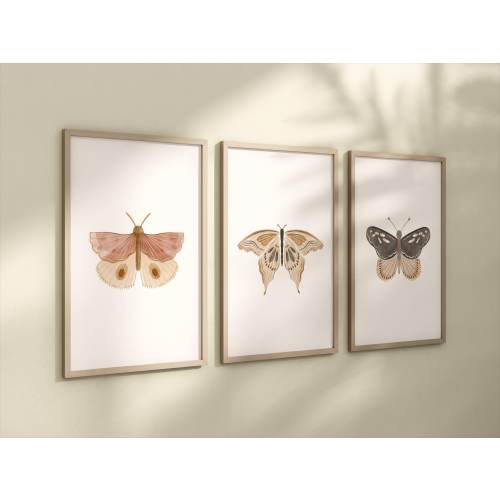 Set of 3 Butterfly Nursery Art Prints