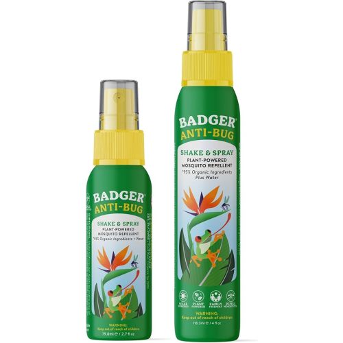 Badger Bug Spray, Family Friendly All Natural Mosquito Repellent w/Organic Essential Oils, Great Smelling Citronella Spray, Effective for 3 Hours, Combo 2-Pack 4 fl oz + 2.7 fl oz