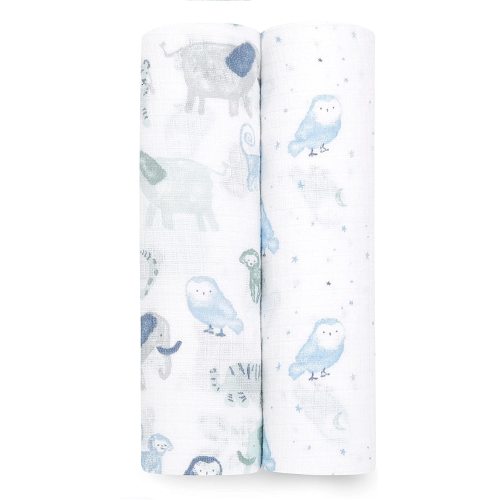 aden + anais Swaddle Blanket, Boutique Muslin Blankets for Girls & Boys, Baby Receiving Swaddles, Ideal Newborn & Infant Swaddling Set, Perfect Shower Gifts, 2 Pack, Time to Dream