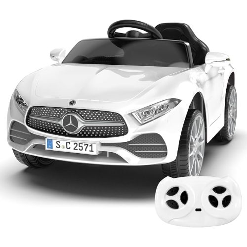 Battery Powered Electric Car Ride On Vehicle Double Doors, Safety Belt,LED Light (SC-White)