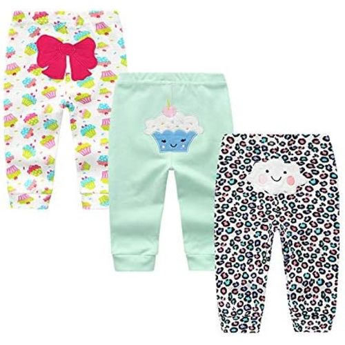 Unisex Newborn Baby Cotton 4-Pack Pants Embroidery Pringting Casual Leggings 0-24 Months for Boys and Girls