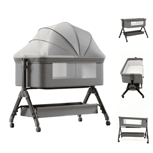 Baby Bassinet 5-in-1 Bedside Sleeper Bassinet Portable Baby Crib with Changing Table Height Adjustable Easy Folding for Babies & Infants